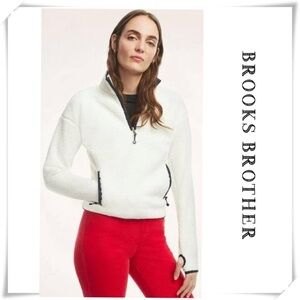 BROOKS Brothers Teddy Pile Fleece Half-Zip Pullover in White